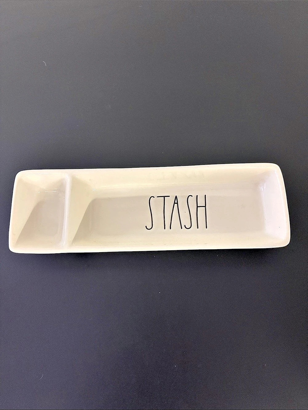 Rae Dunn STASH tray Ceramic Decor Tray in Cream